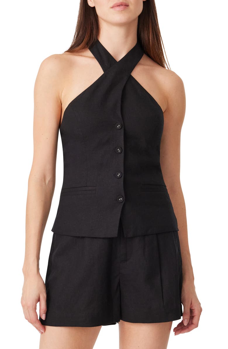 Habitual Linen Blend Halter Vest, Main, color, Black