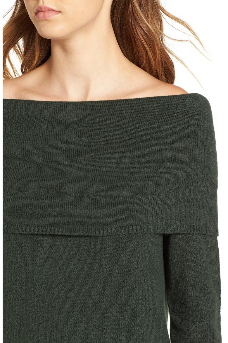 Off the Shoulder Sweater Dress, Alternate, color, GREEN WOOD
