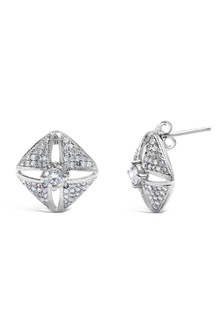 Silver 1.0 Ct Diamond Studded Rhombus Stud Earring, Alternate, color, White