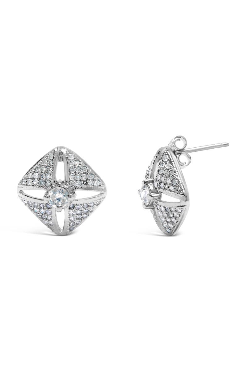 Haus of Brilliance Silver 1.0 Ct Diamond Studded Rhombus Stud Earring, Alternate, color, White