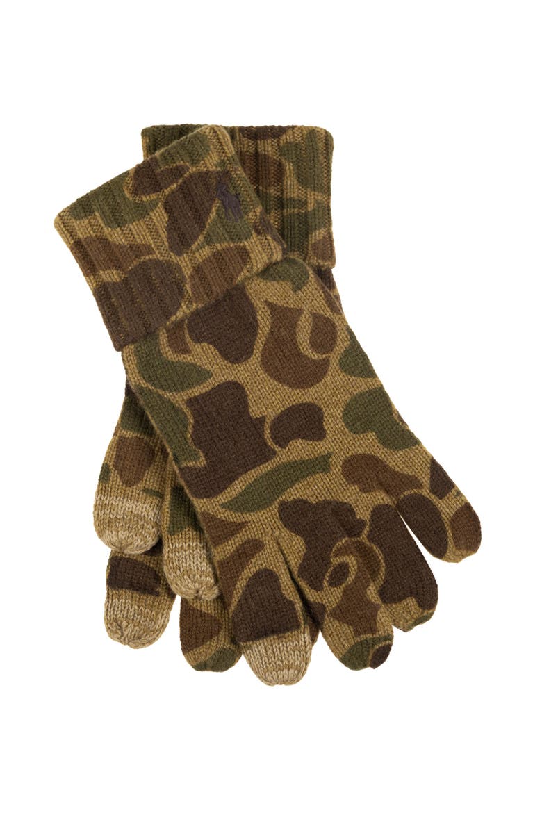 Printed Camo Touch Glove, Main, color, Khaki Camo