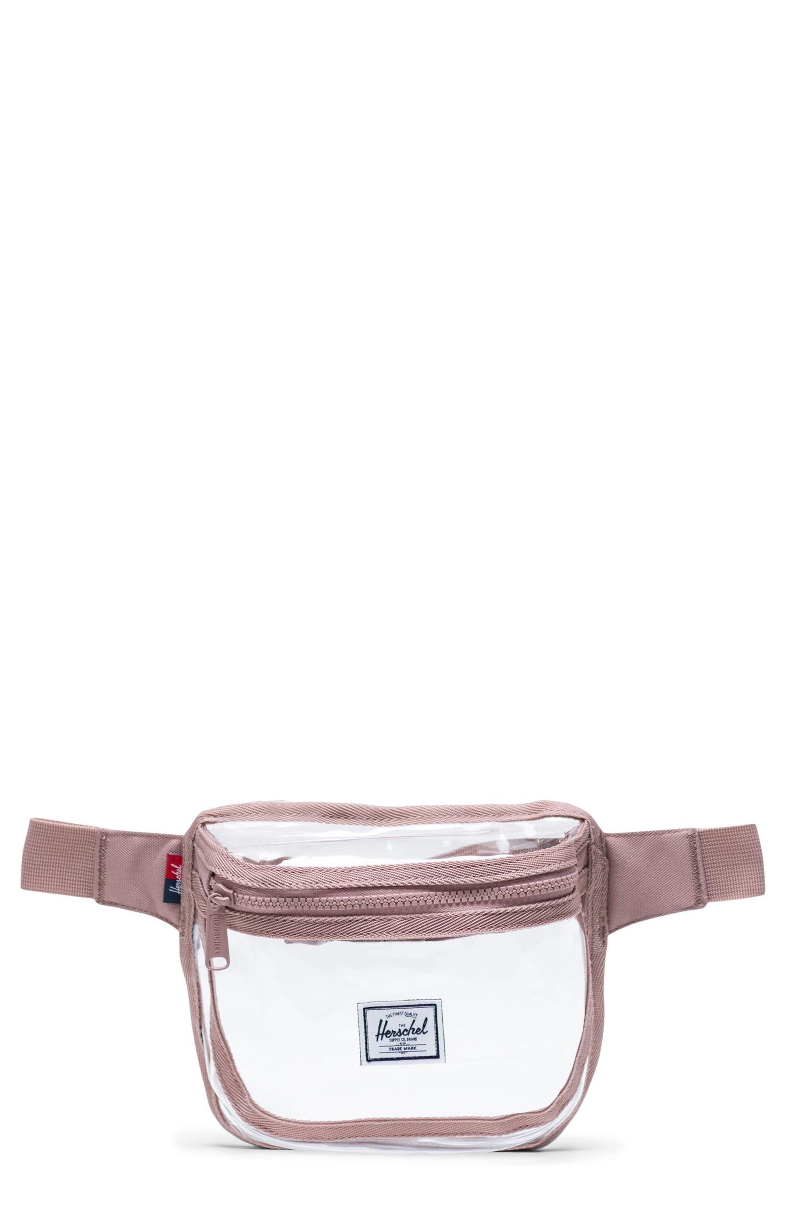 Fifteen Clear Belt Bag, Main, color, ASH ROSE/ CLEAR