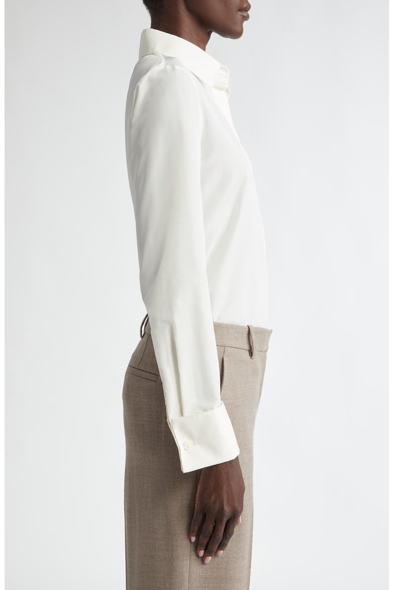 Plissé Velvet Button-Up Shirt, Alternate, color, NATURAL