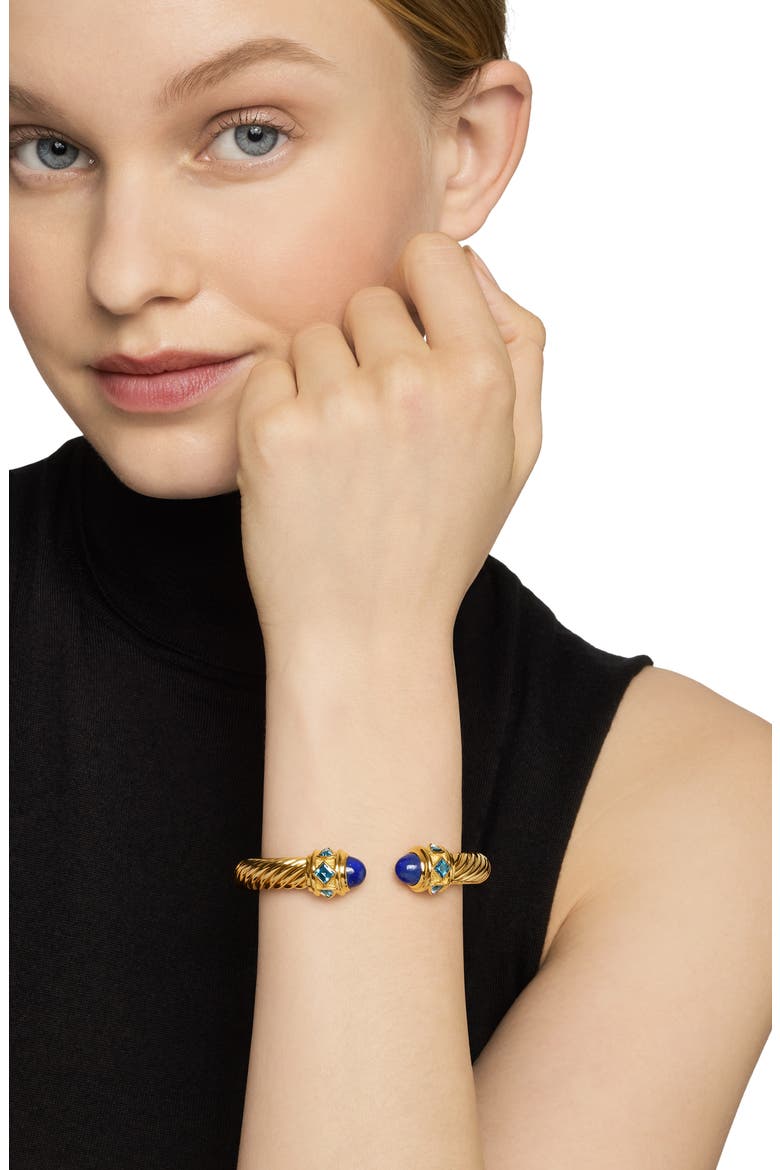 Renaissance® Cablespira Bracelet in 18K Yellow Gold with Lapis and Hampton Blue Topaz, 9mm, Alternate, color, 18K YELLOW GOLD