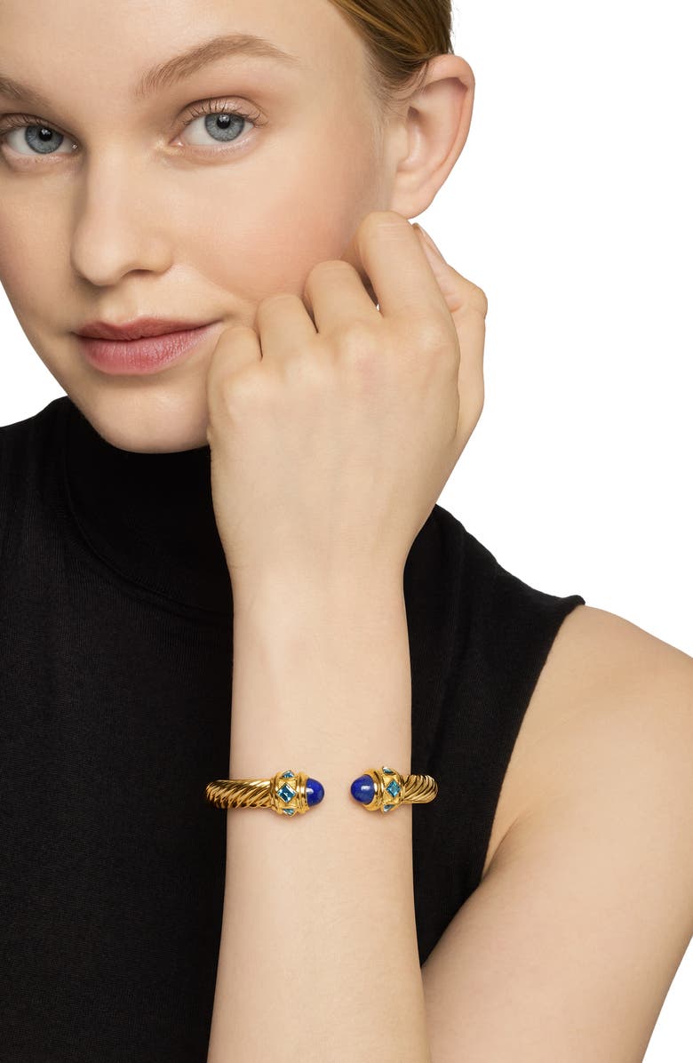 David Yurman Renaissance<sup>®</sup> Cablespira Bracelet in 18K Yellow Gold with Lapis and Hampton Blue Topaz, 9mm, Alternate, color, 18K Yellow Gold