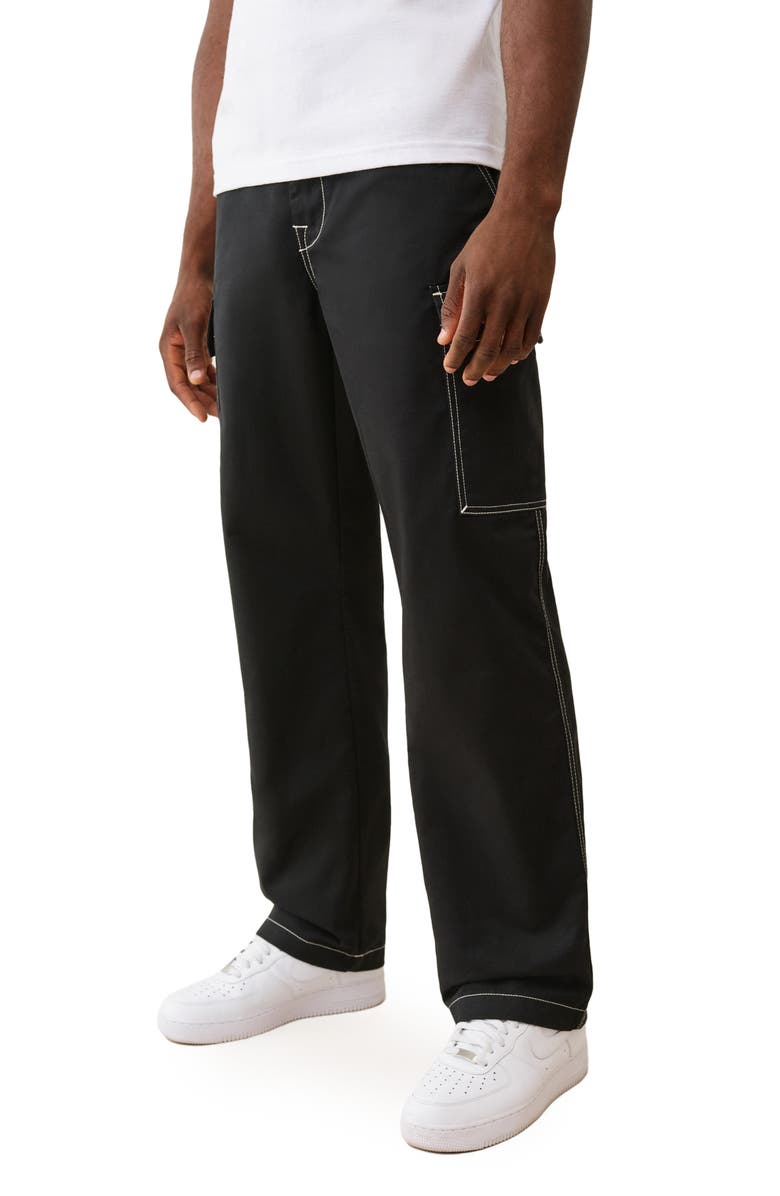 True Religion Horseshoe Outline Cargo Jeans, Alternate, color, Jet Black / Tr-V Red 2