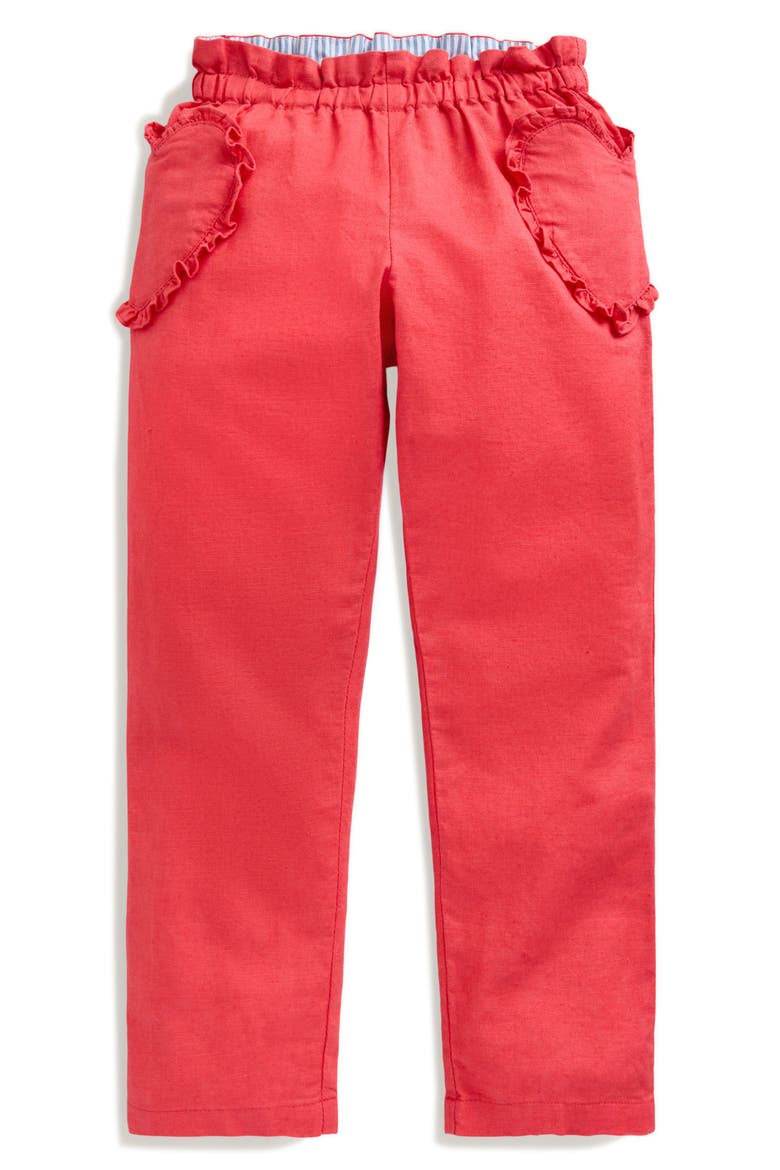 Kids' Heart Pocket Linen & Cotton Pants, Main, color, JAM RED