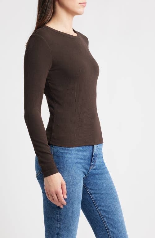 Frame The Rib Crewneck Top In Brown