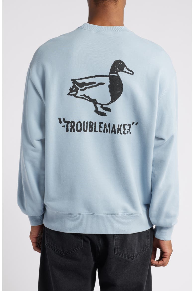 Stamp Loose Fit Graphic Sweatshirt, Alternate, color, MISTY SKY / BLACK