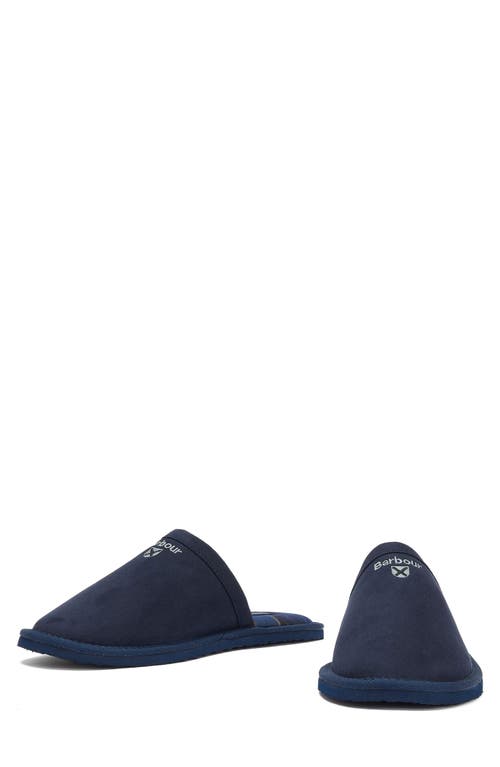Barbour Everitt Sueded Mule Slipper In Navy