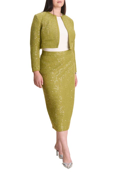 Sequin Tweed Midi Skirt (Plus)