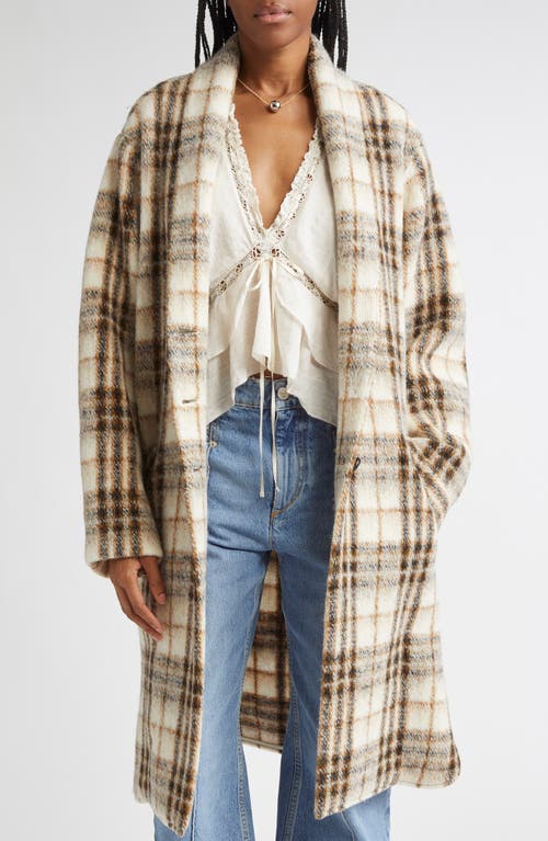 Isabel Marant Étoile Gabriel Plaid Wool Blend Coat In Brown