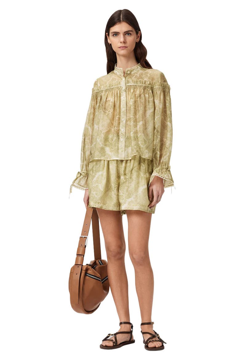 Delphine Paisley Button-Up Shirt, Alternate, color, JOANNE GOLD GREEN