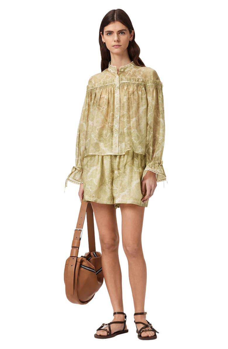 AllSaints Delphine Paisley Button-Up Shirt, Alternate, color, Joanne Gold Green