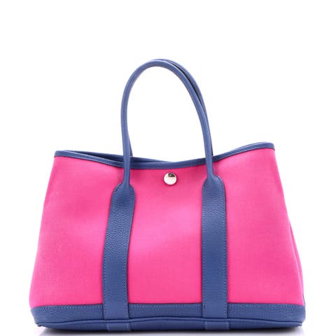 Garden Party Tote Toile and Leather 30