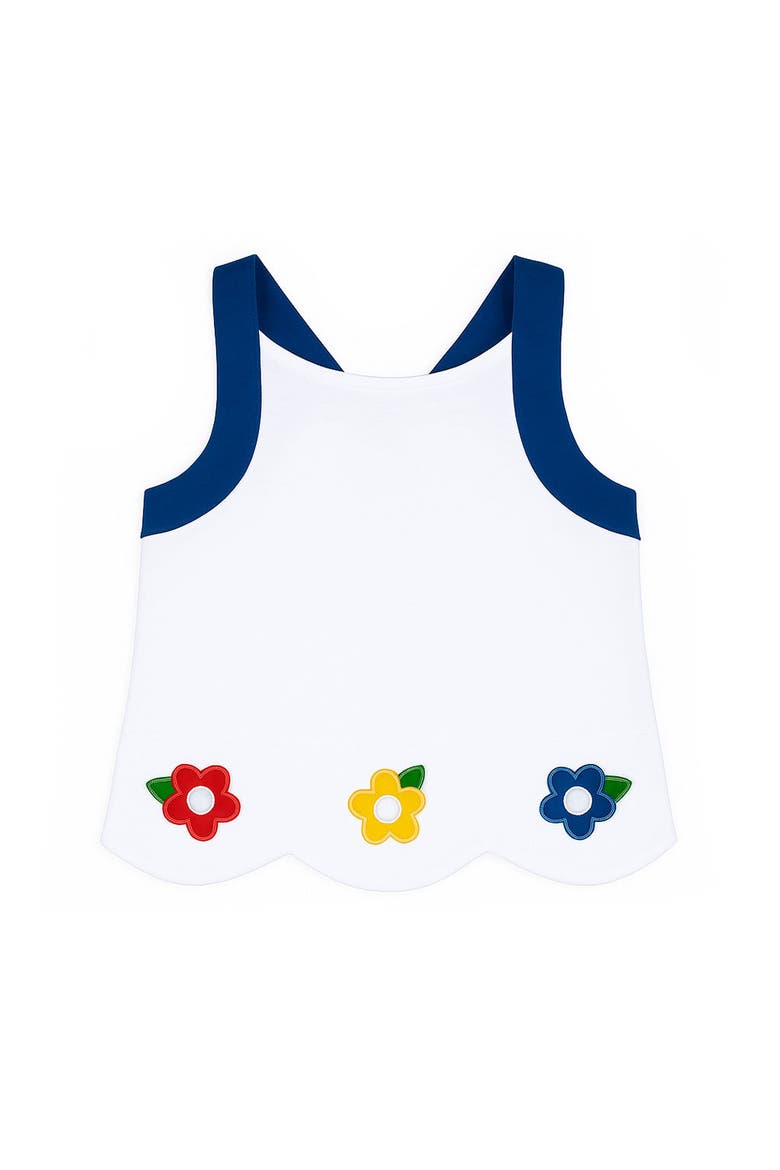 Knit Top With Scallop Hem And Flowers, Main, color, Wht/Multi