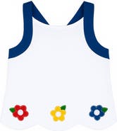 Florence Eiseman Knit Top With Scallop Hem And Flowers