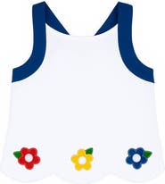 Florence Eiseman Knit Top With Scallop Hem And Flowers
