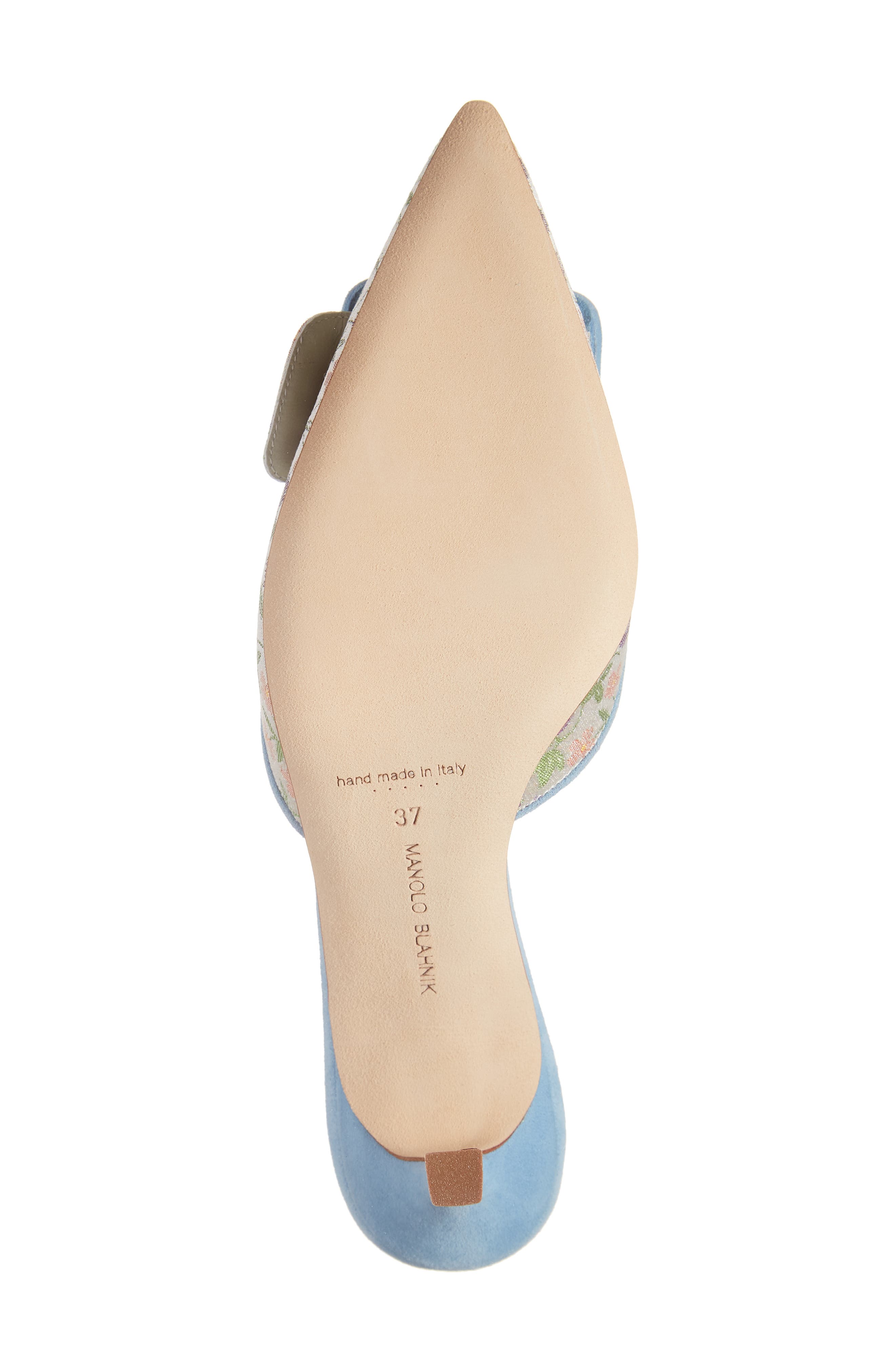 Manolo Blahnik Mayslibi Floral Pointed Toe Slingback Pump, Alternate, color, Blue Multi