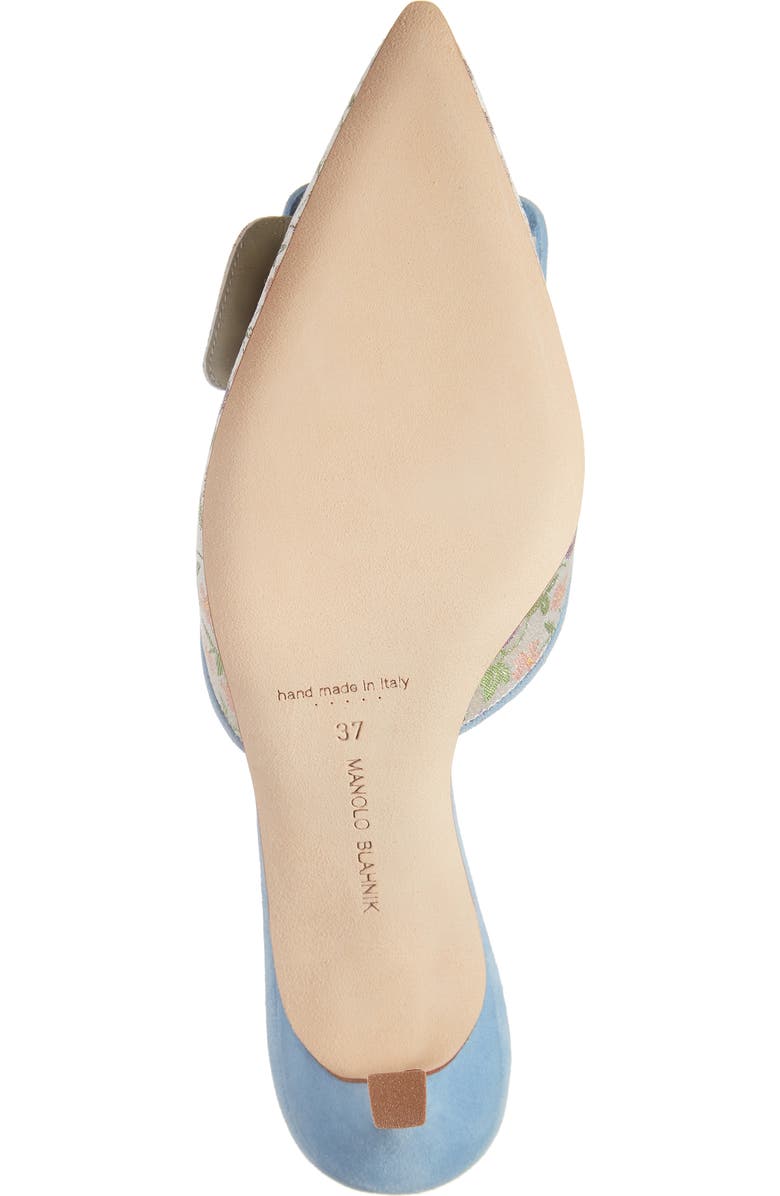 Manolo Blahnik Mayslibi Floral Pointed Toe Slingback Pump, Alternate, color, Blue Multi