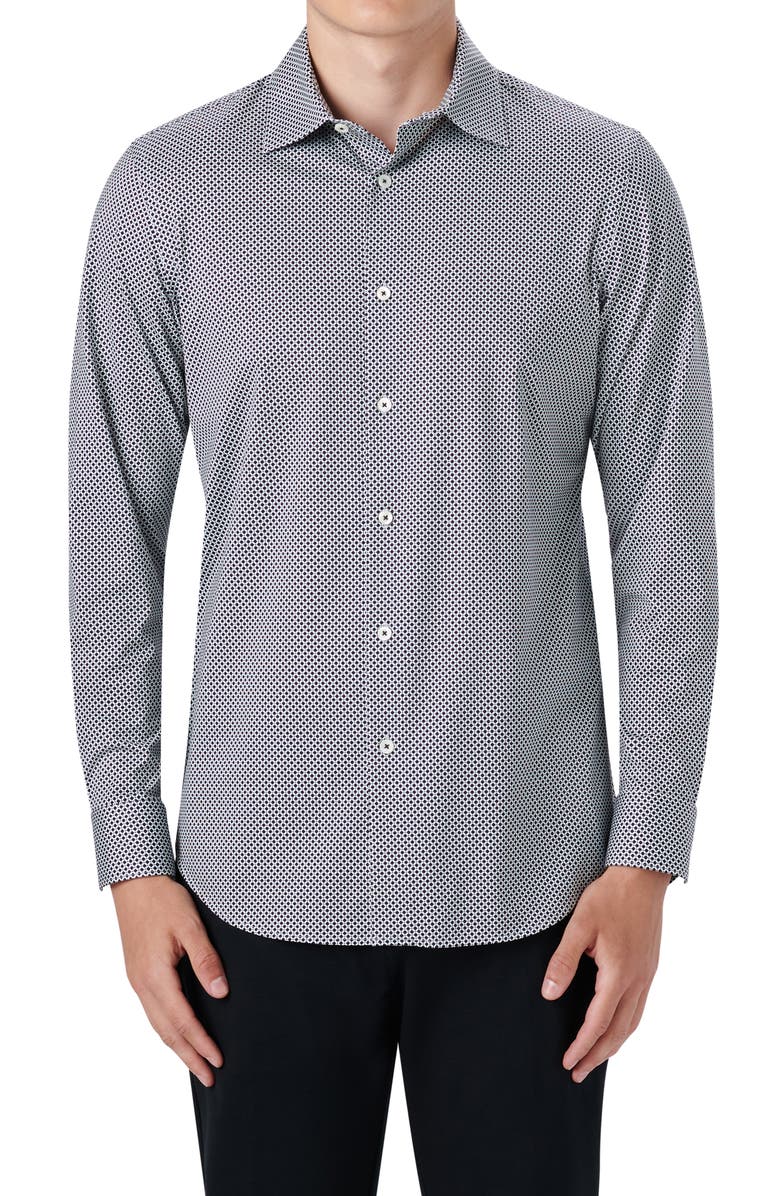 Bugatchi OoohCotton<sup>®</sup> Diamond Print Button-Up Shirt, Main, color, 