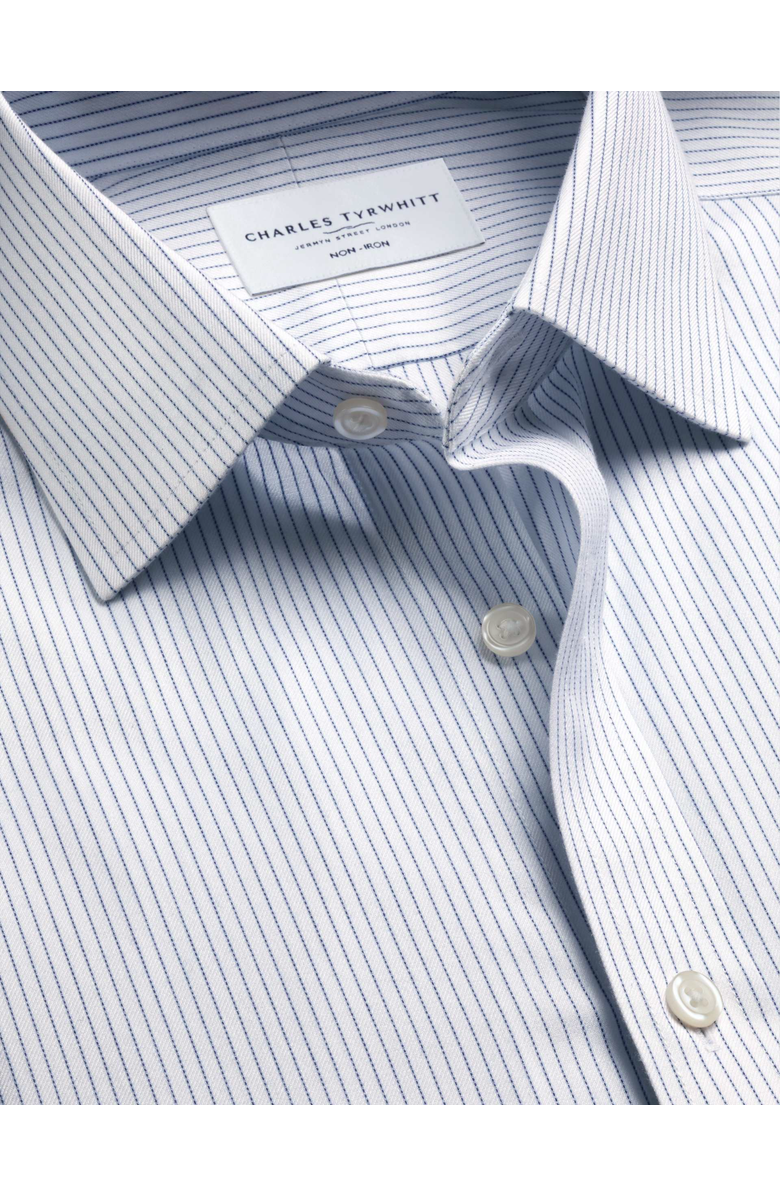 Charles Tyrwhitt Non-Iron Twill Fine Stripe Shirt, Alternate, color, Indigo Blue