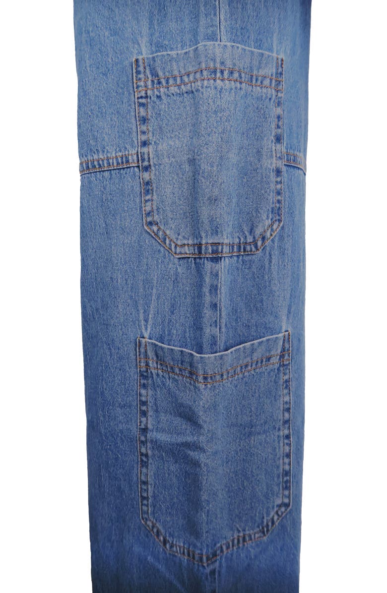 Zunie Kids' Denim Jumpsuit & T-Shirt Set, Alternate, color, Denim/ Black