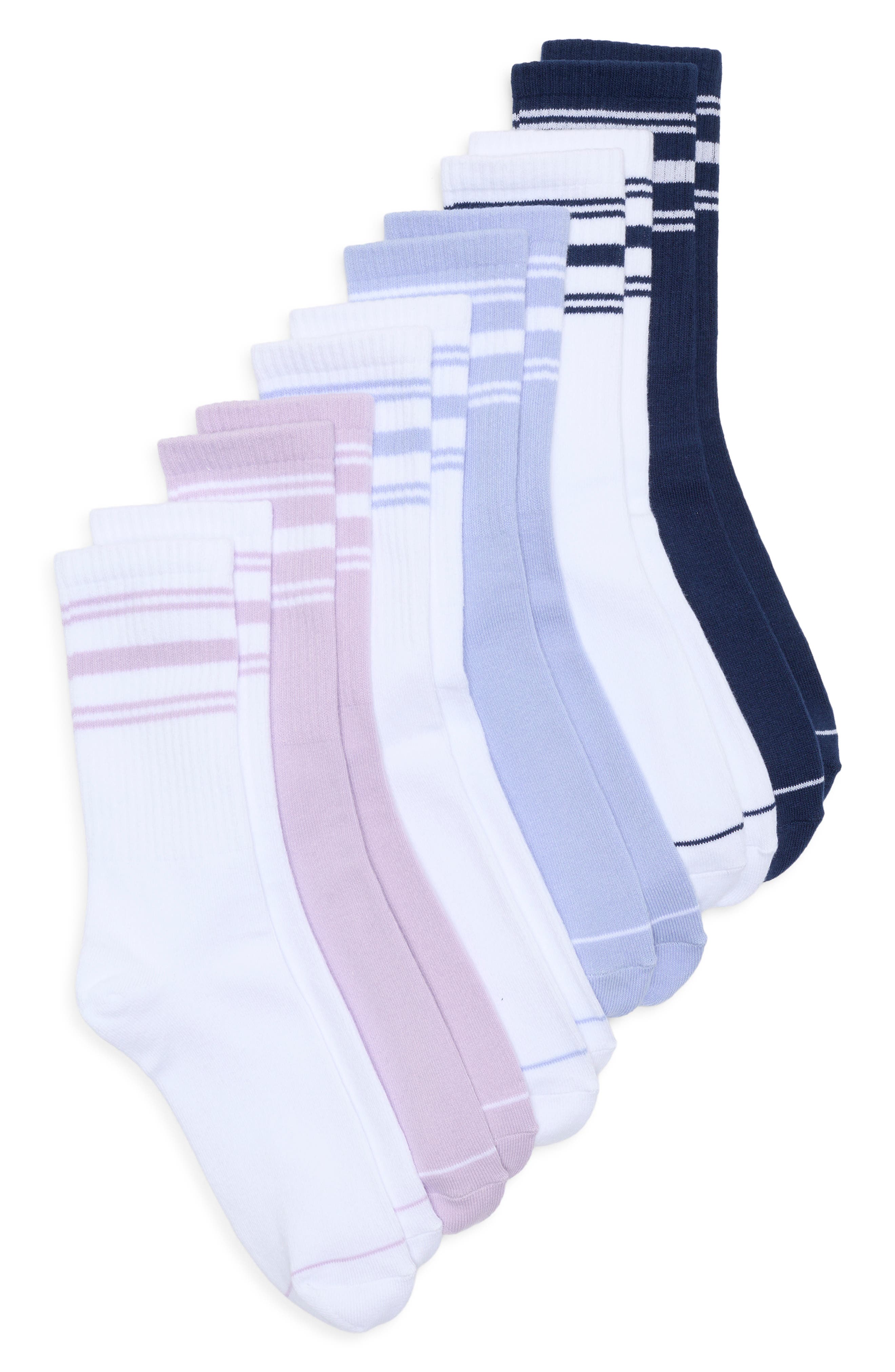 90 DEGREE BY REFLEX 6-Pack Ribbed Crew Socks