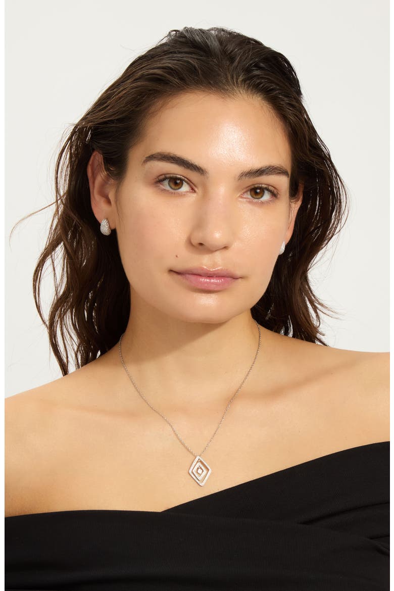 Pavé Pendant Necklace, Alternate, color, SILVER