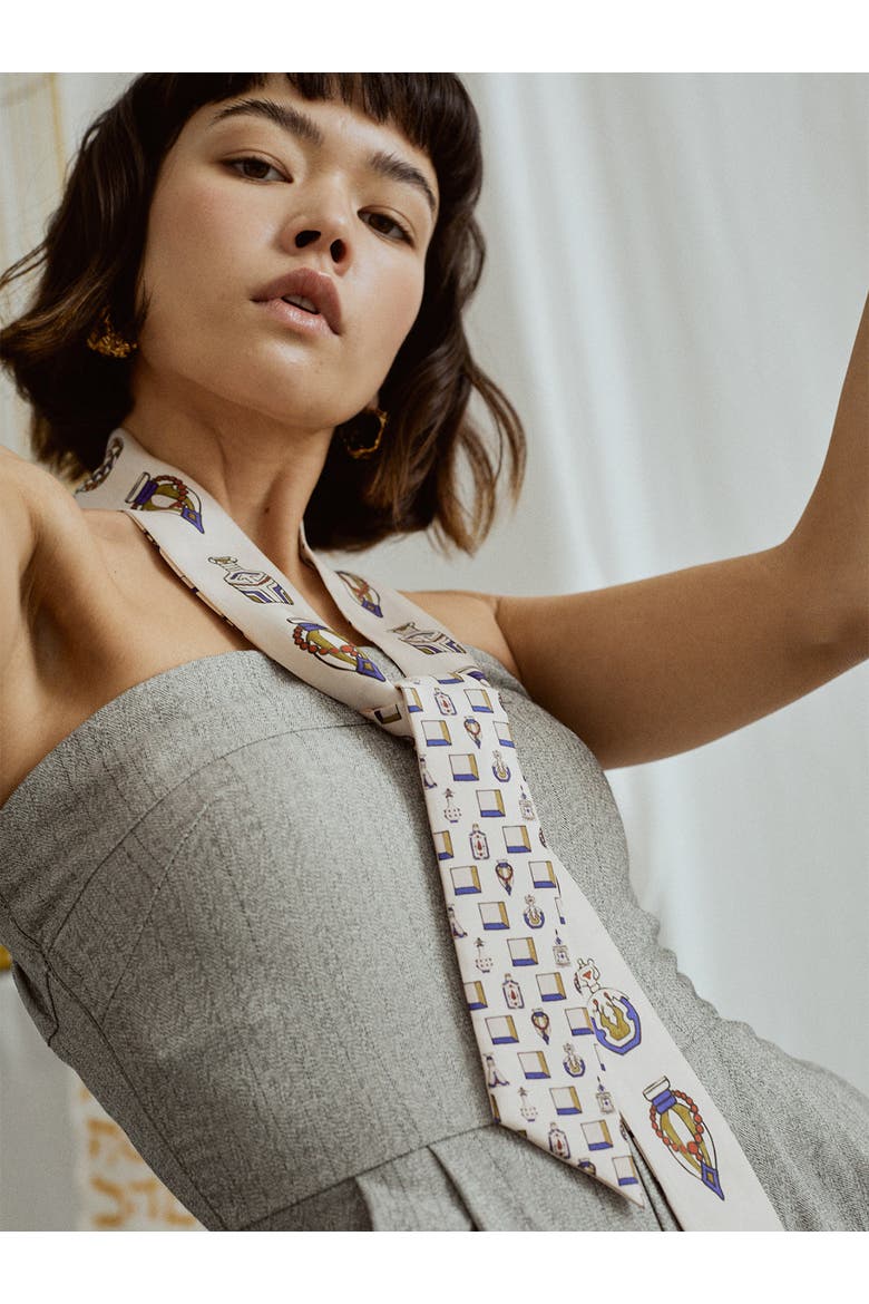 "Amora" Silk Skinny Scarf, Alternate, color, Champagne