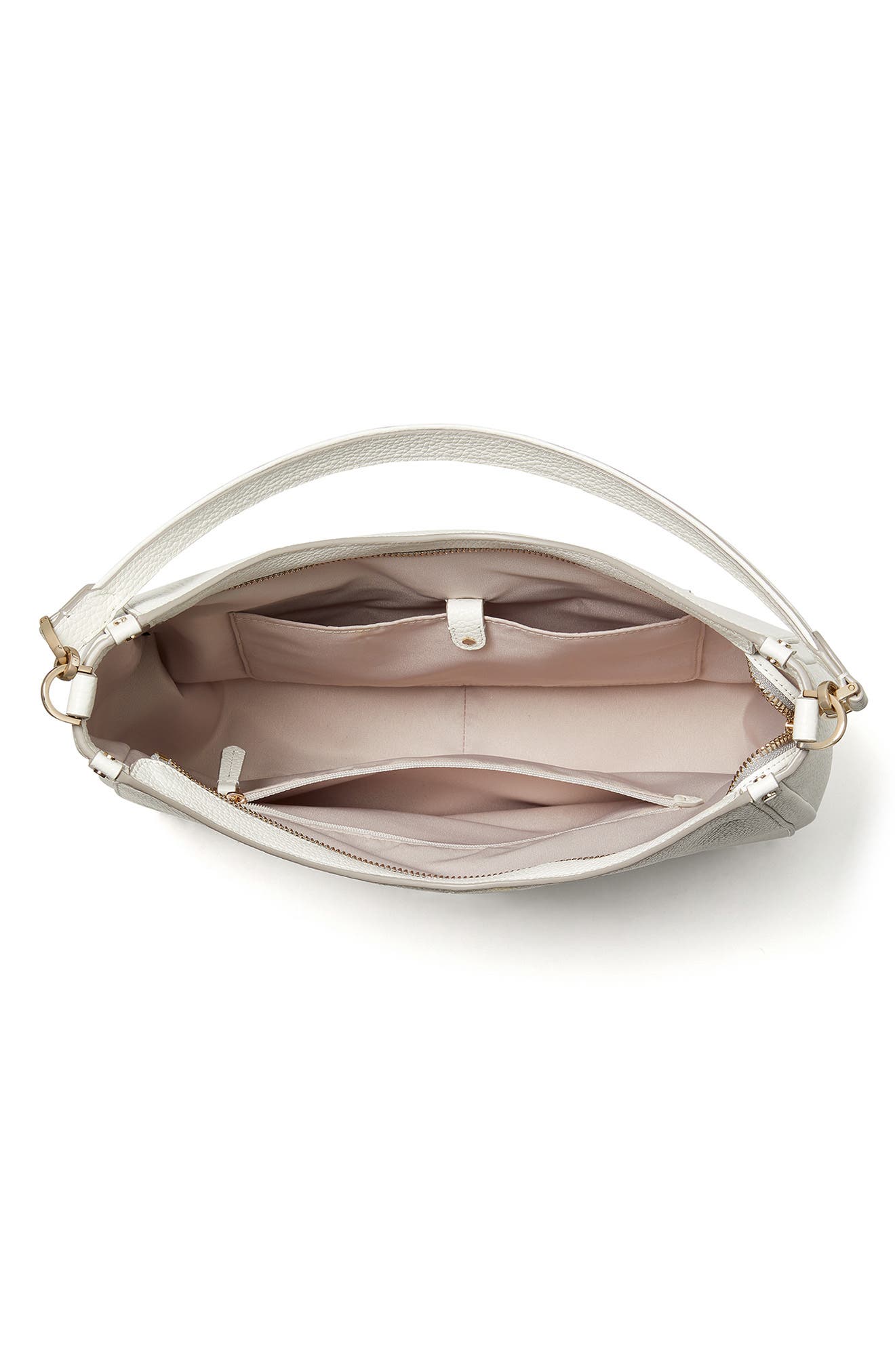 roulette large leather hobo bag, Alternate, color, OPTIC WHITE