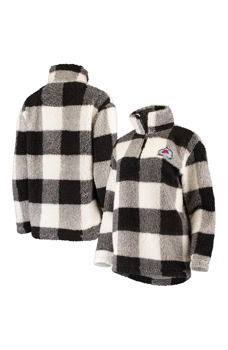 G-III 4HER BY CARL BANKS Women's G-III 4Her by Carl Banks Black/White Colorado Avalanche Plaid Sherpa Quarter-Zip Jacket, Main, color, 