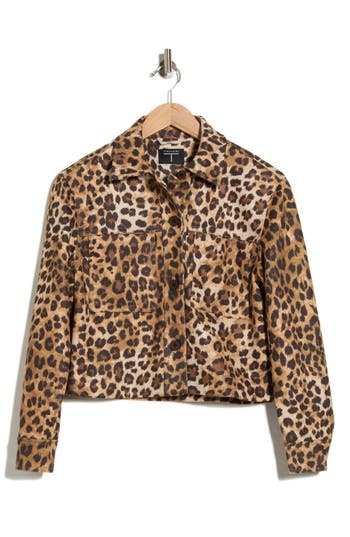 T Tahari Crop Faux Suede Jacket In Brown