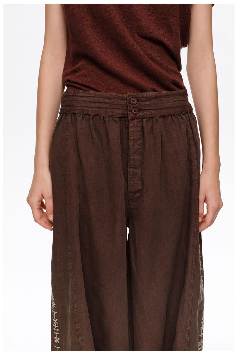 Embroidered harem trousers, Alternate, color, BROWN