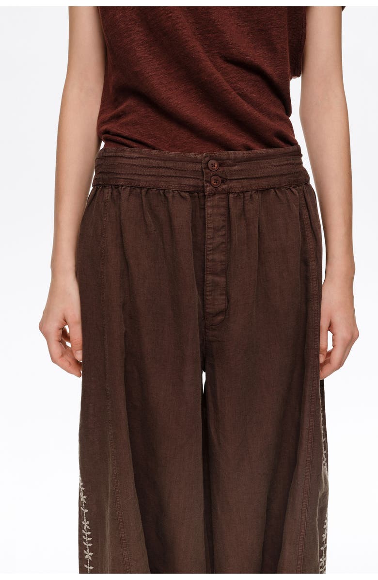 Bimba y Lola Embroidered harem trousers, Alternate, color, Brown