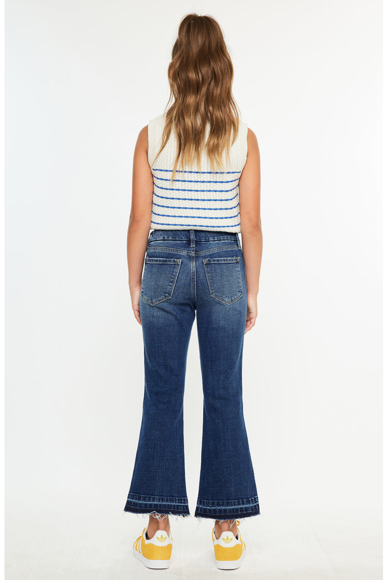 Liza High Rise Kids Cropped Flare Jeans, Alternate, color, Dark Wash