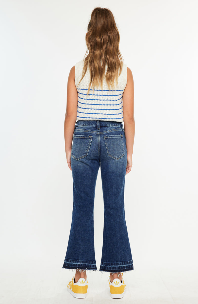 KanCan Liza High Rise Kids Cropped Flare Jeans, Alternate, color, Dark Wash