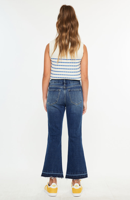 Kancan Liza High Rise Kids Cropped Flare Jeans In Blue
