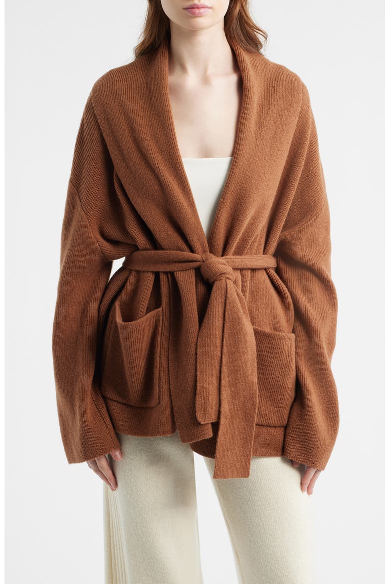 Madison Wool Drape Cardigan, Main, color, CHESTNUT