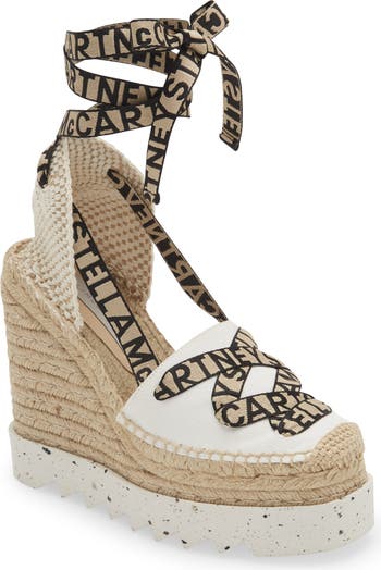 【Stella McCartney】Gaia Platform Espadrille Wedges 関税込 Stella McCartney Gaia Logo Strap Organic Canvas Platform