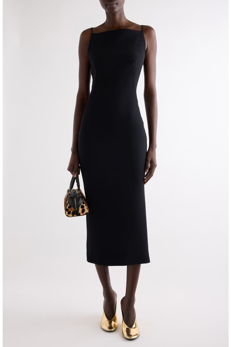Tailored Cady Sheath Dress, Alternate, color, BLACK