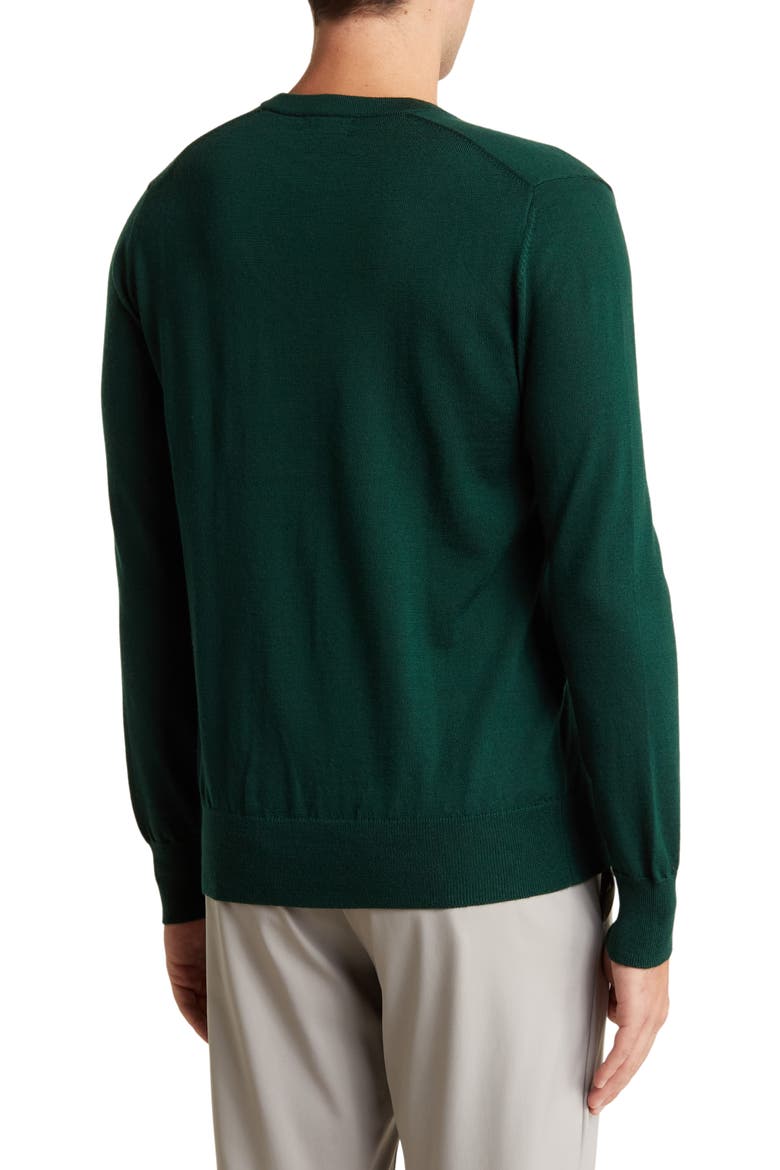 Merino Wool V-Neck Sweater, Alternate, color, DARK GREEN