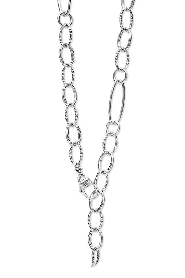 Signature Caviar Link Necklace, Alternate, color, SILVER