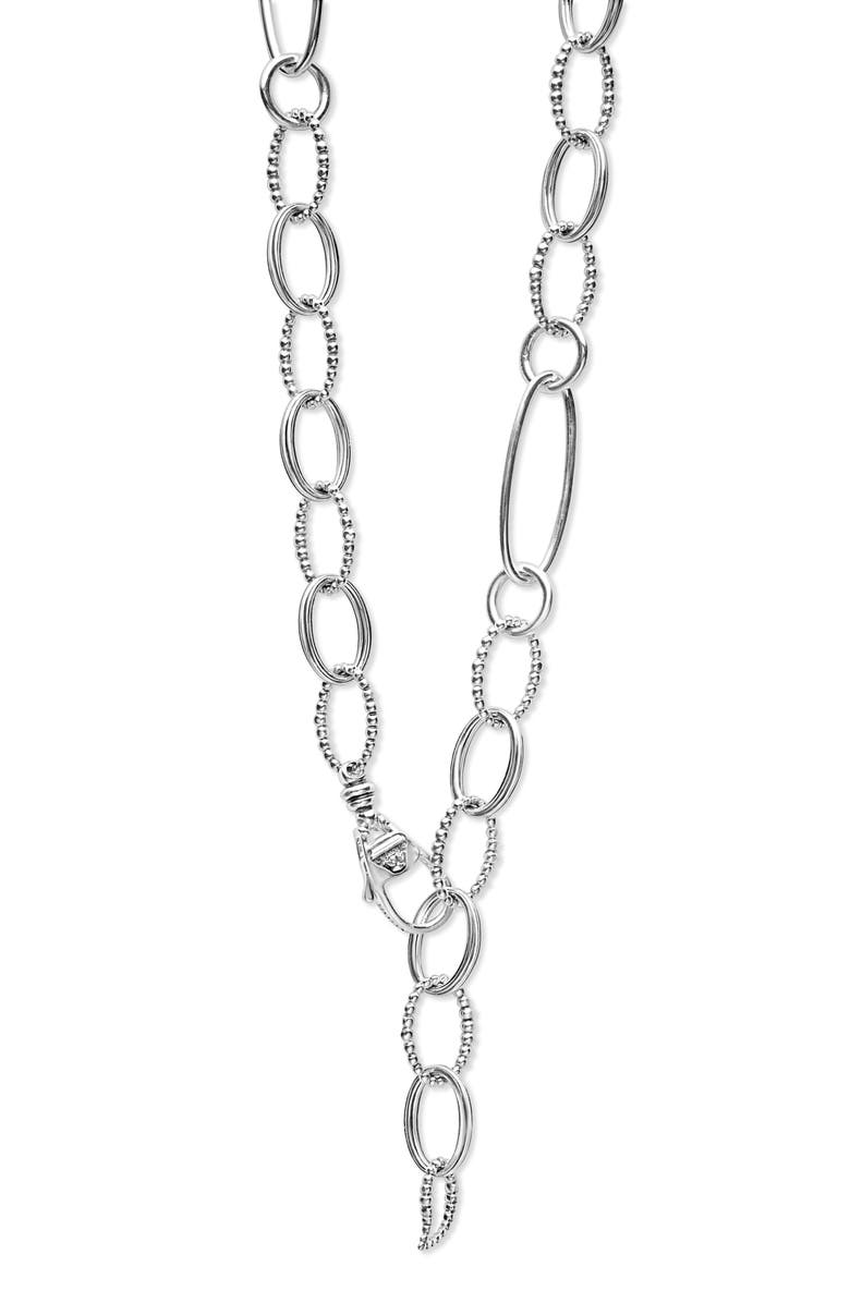 LAGOS Signature Caviar Link Necklace, Alternate, color, Silver