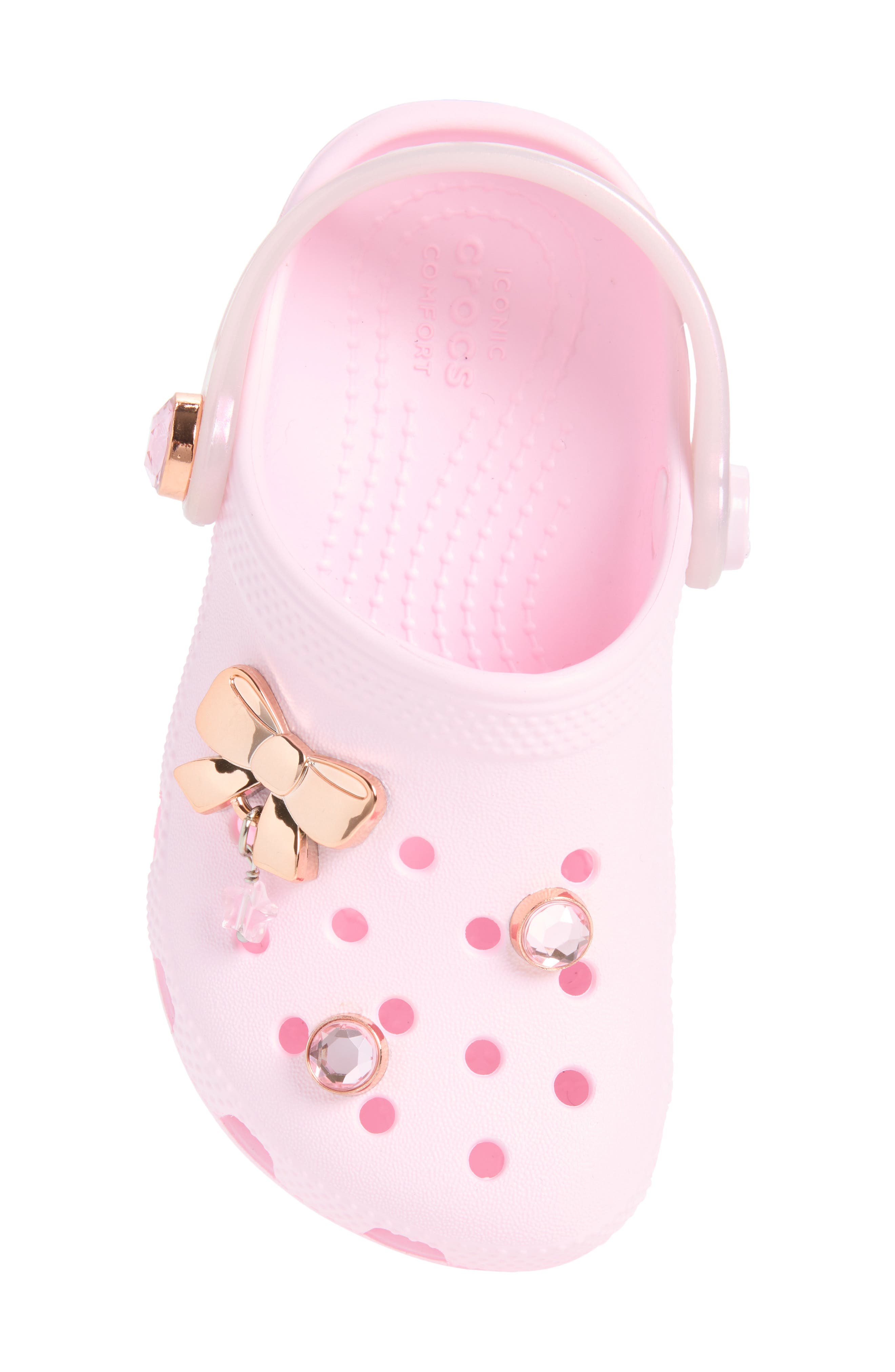 Kids' Classic Bling Bow Clog, Alternate, color, PINK MILK