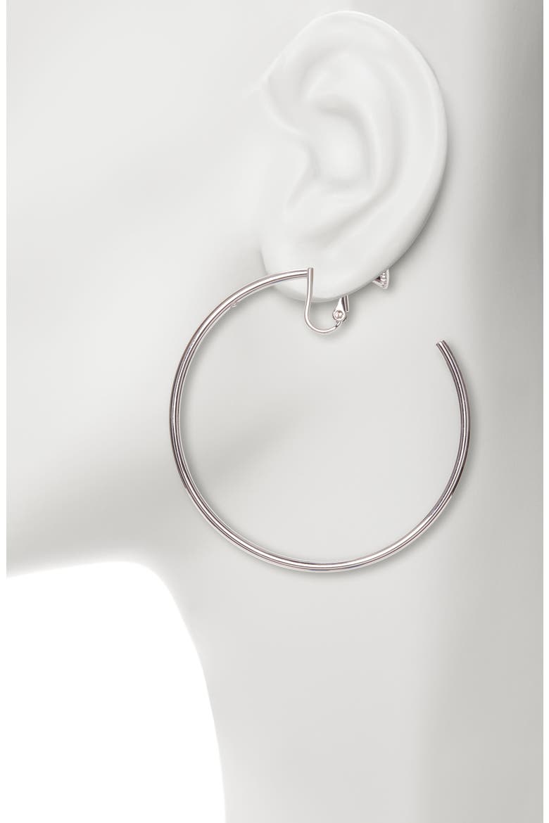 Clip Hoop Earrings, Alternate, color, RHODIUM