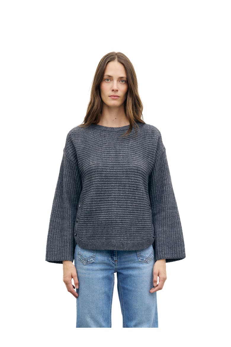 Ribbed Merino Alpaca Sculpted Pullover, Main, color, Medium Gray