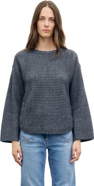 GERARD DAREL Ribbed Merino Alpaca Sculpted Pullover