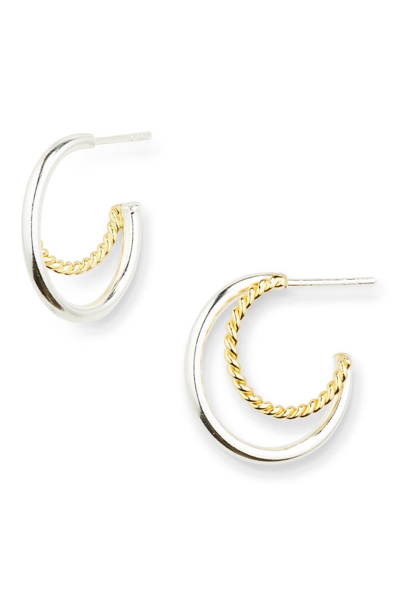 Two-Tone Hoop Earrings, Main, color, GOLD/SIL
