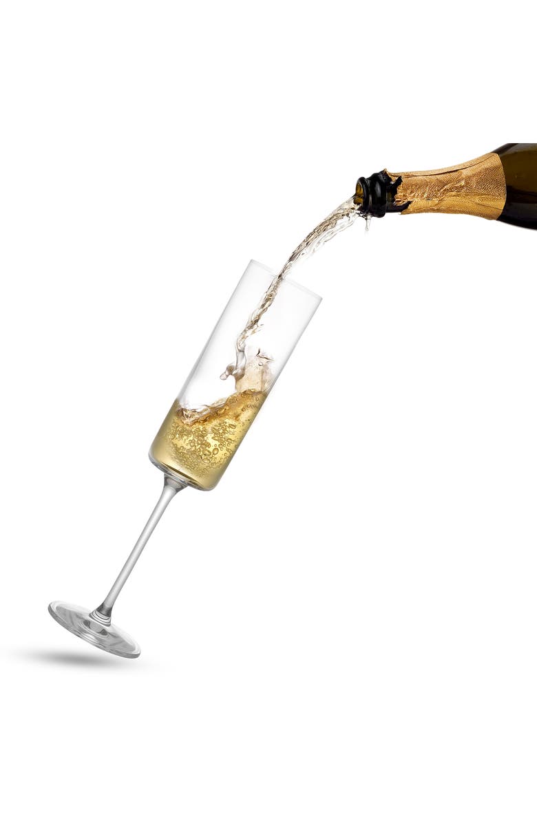 JoyJolt Claire Crystal Cylinder Champagne Glass - Set of 4, Alternate, color, Clear